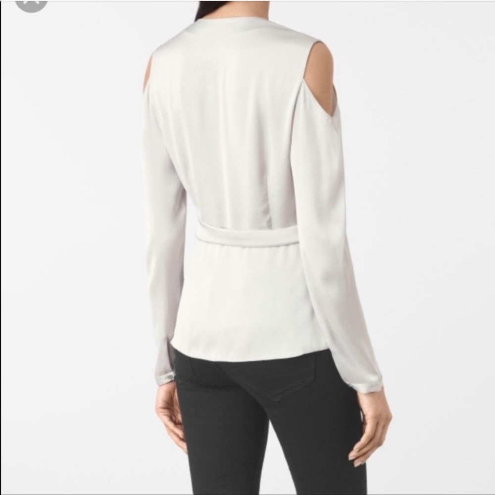 🆕All Saints Danio gray satin long sleeves top - Picture 9 of 12